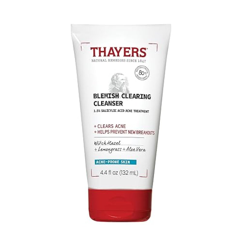 THAYERS ACNE FACE CLEANSER WITH 1.5 SALICYLIC ACID BLEMISH CLEARING, SOOTHING, 4.4 OZ