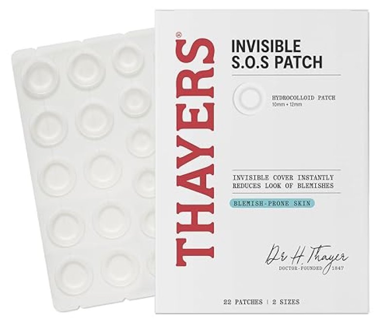 THAYERS INVISIBLE HYDROCOLLOID ACNE PIMPLE PATCHES, ULTRA-THIN, 22-PACK FOR BLEMISH RELIEF