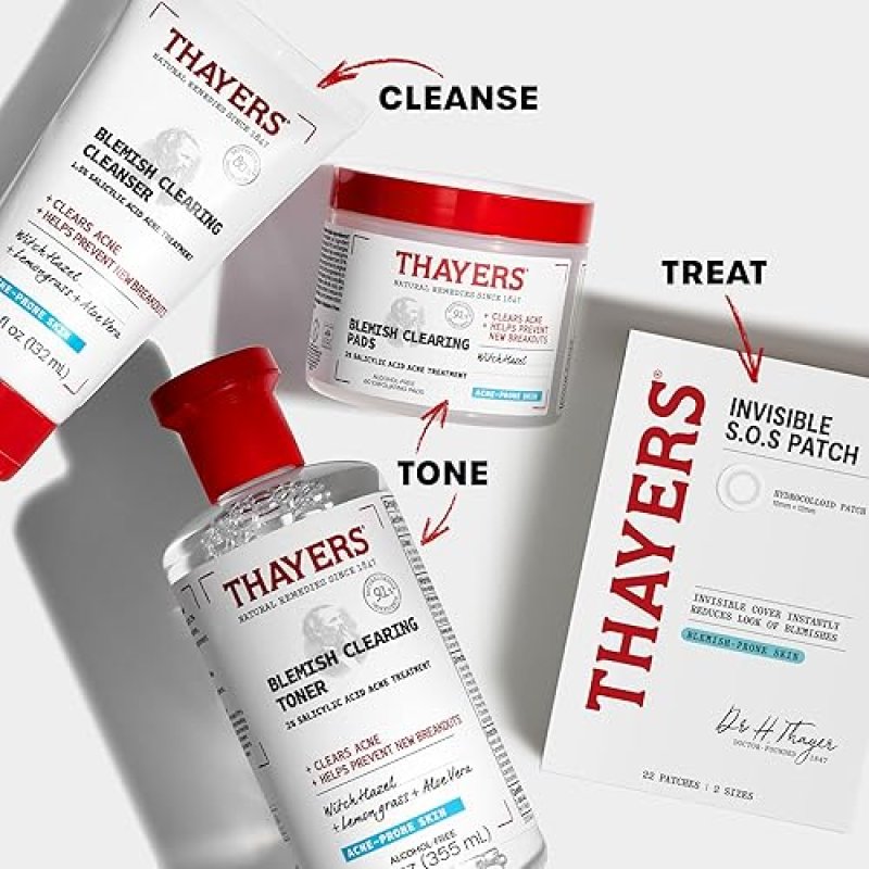 THAYERS INVISIBLE HYDROCOLLOID ACNE PIMPLE PATCHES, ULTRA-THIN, 22-PACK FOR BLEMISH RELIEF
