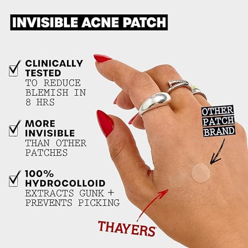 THAYERS ACNE PADS WITH SALICYLIC ACID INVISIBLE S.O.S HYDROCOLLOID PIMPLE PATCHES, 82 CT
