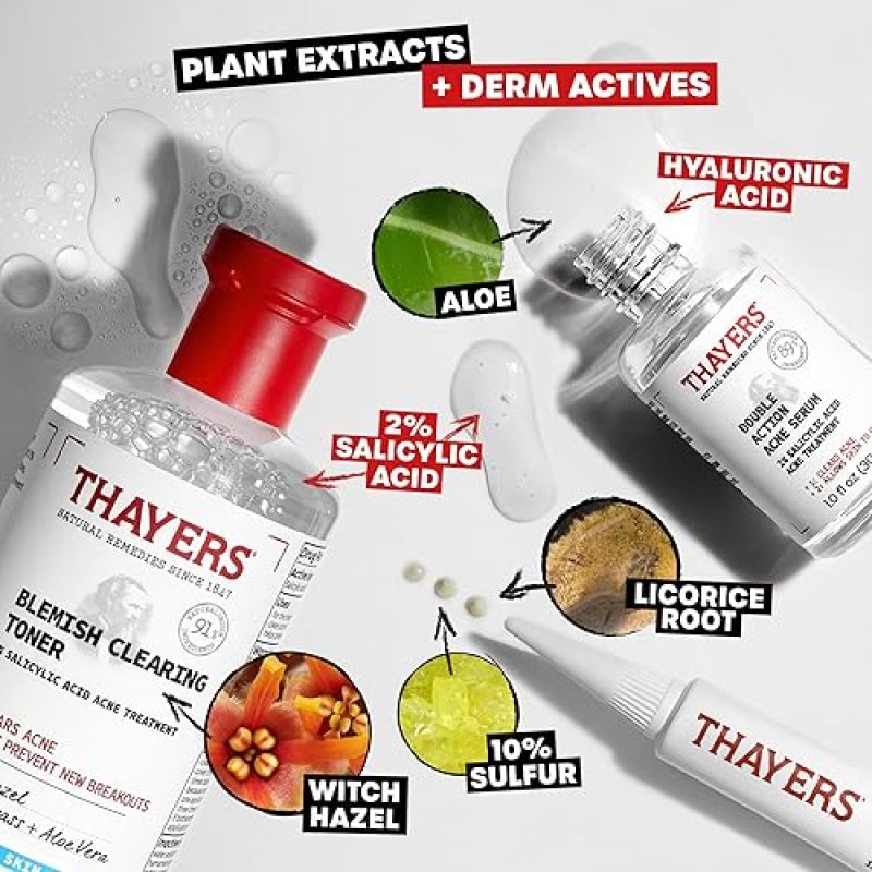 THAYERS 2 SALICYLIC ACID TONER SERUM 10 SULFUR ACNE TREATMENT SOOTHING, CLEAR SKIN