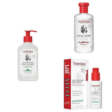 THAYERS SKINCARE SET PH CLEANSER 8OZ, ROSE PETAL TONER 12OZ, CLEAR FACE CREAM 2.5OZ