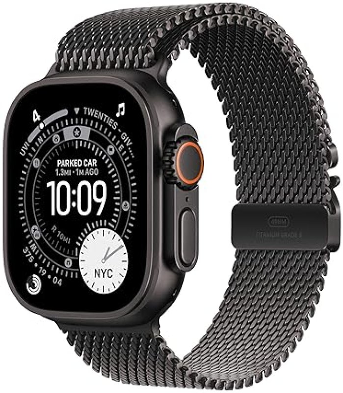 APPLE WATCH ULTRA 3 GPS CELLULAR 49MM RUGGED TITANIUM CASE BLACK MILANESE LOOP