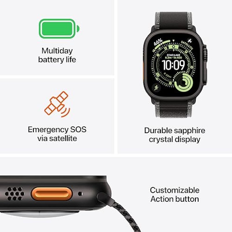 APPLE WATCH ULTRA 3 GPS CELLULAR 49MM RUGGED TITANIUM CASE BLACK MILANESE LOOP
