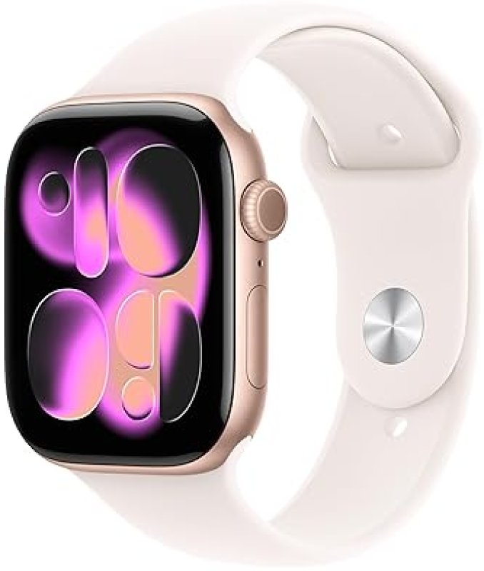 APPLE WATCH SERIES 11 GPS 46MM ROSE GOLD ALUMINUM CASE LIGHT BLUSH SPORT BAND M L