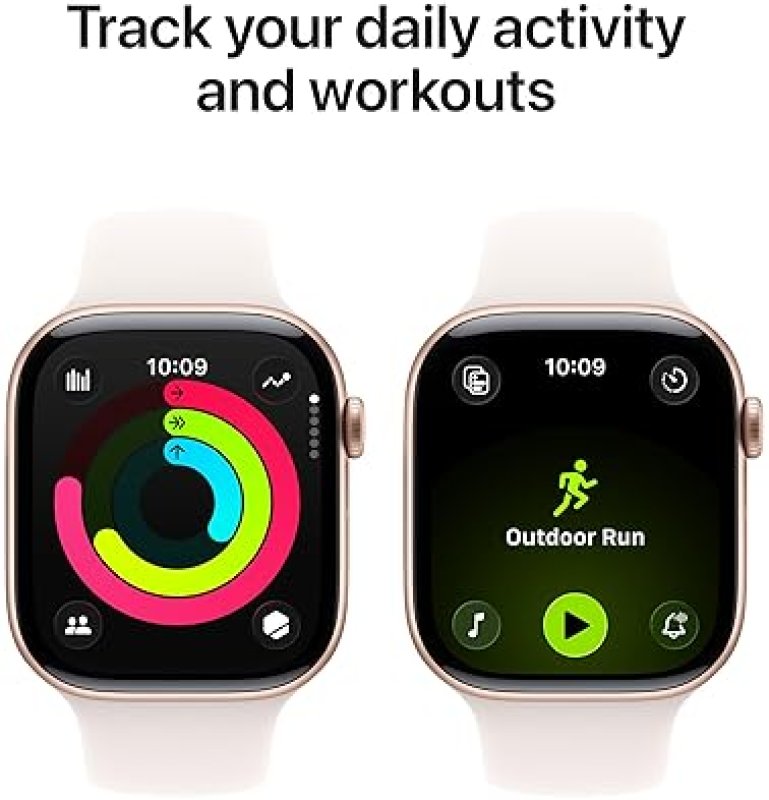 APPLE WATCH SERIES 11 GPS 46MM ROSE GOLD ALUMINUM CASE LIGHT BLUSH SPORT BAND M L