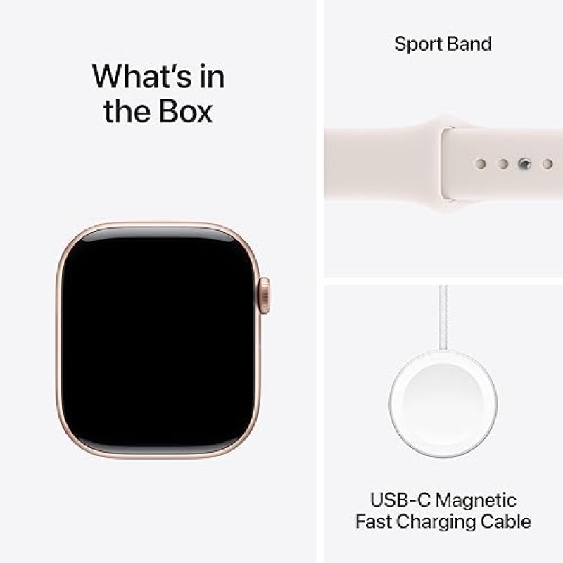 APPLE WATCH SERIES 11 GPS 46MM ROSE GOLD ALUMINUM CASE LIGHT BLUSH SPORT BAND M L