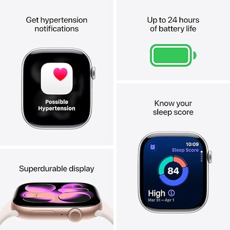 APPLE WATCH SERIES 11 GPS 42MM SPACE GRAY ALUMINUM SMARTWATCH WITH BLACK SPORT BAND, FITNESS HEALTH
