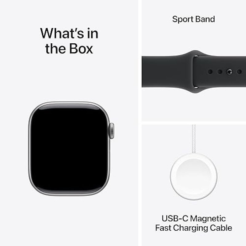 APPLE WATCH SERIES 11 GPS 42MM SPACE GRAY ALUMINUM SMARTWATCH WITH BLACK SPORT BAND, FITNESS HEALTH