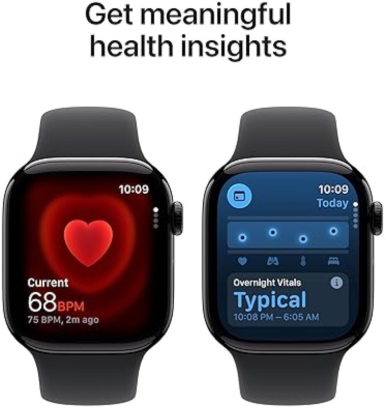 APPLE WATCH SERIES 11 GPS 42MM JET BLACK ALUMINUM SMARTWATCH WITH BLACK SPORT BAND, FITNESS HEALTH T