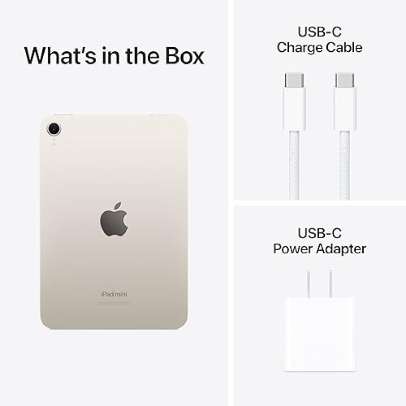 APPLE IPAD MINI A17 PRO 8.3 RETINA 128GB WI-FI 6E 12MP CAMERA TOUCH ID APPLECARE STARLIGHT