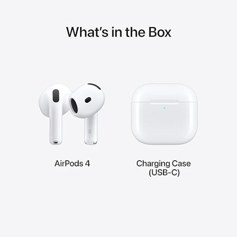 APPLE AIRPODS 4 WIRELESS BLUETOOTH EARBUDS, SPATIAL AUDIO, SWEAT RESISTANT, USB-C CASE, 30H BATTERY