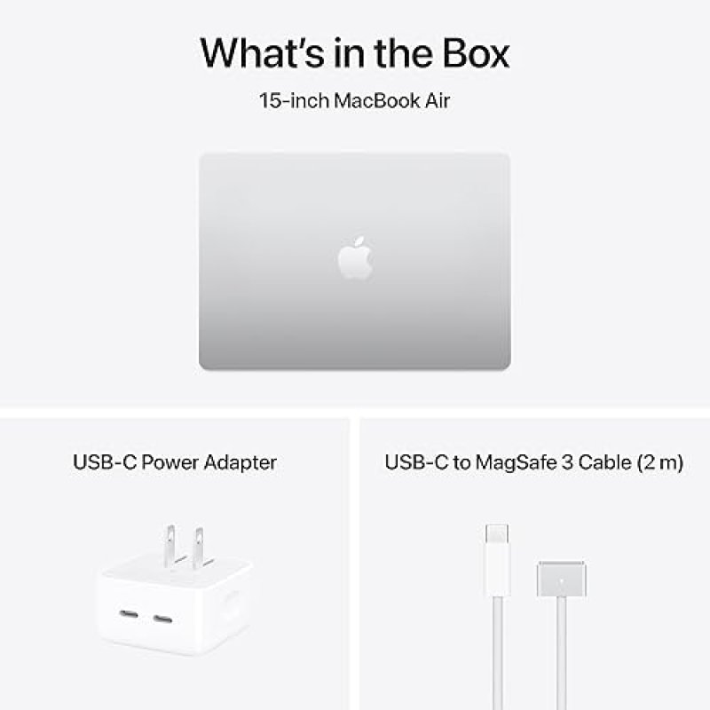 APPLE MACBOOK AIR 15 2025 M4 CHIP, 24GB RAM, 512GB SSD, TOUCH ID, SILVER APPLECARE 3Y
