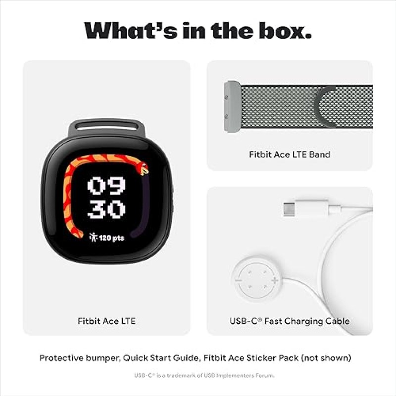 FITBIT ACE LTE KIDS SMARTWATCH WITH GPS, CALLS, MESSAGES, GAMES ACE PASS REQUIRED MILD