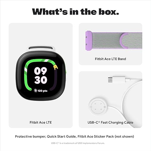 FITBIT ACE LTE KIDS SMARTWATCH - GPS, CALLS, MESSAGES, GAMES - SPICY MOOVIN - DATA PLAN REQ