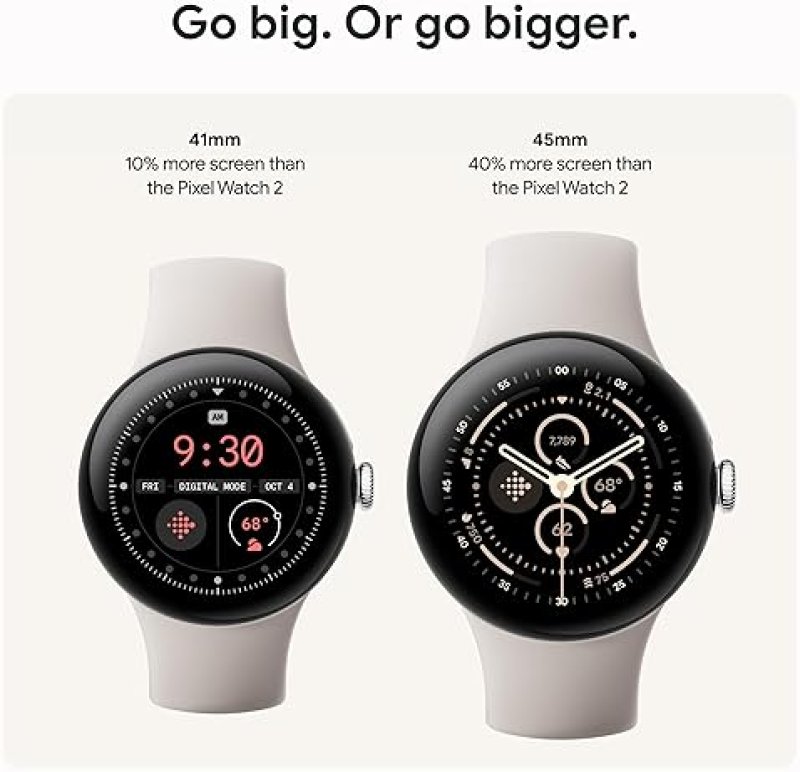 FITBIT GOOGLE PIXEL WATCH 3 2024, 41MM ANDROID SMARTWATCH, HEART RATE, FITNESS, 24H BATTERY, OBSIDIAN