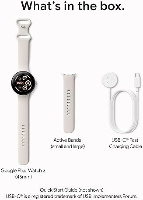 FITBIT GOOGLE PIXEL WATCH 3 45MM 2024 - ANDROID SMARTWATCH, HEART RATE, FITNESS, MATTE BLACK, WI-FI