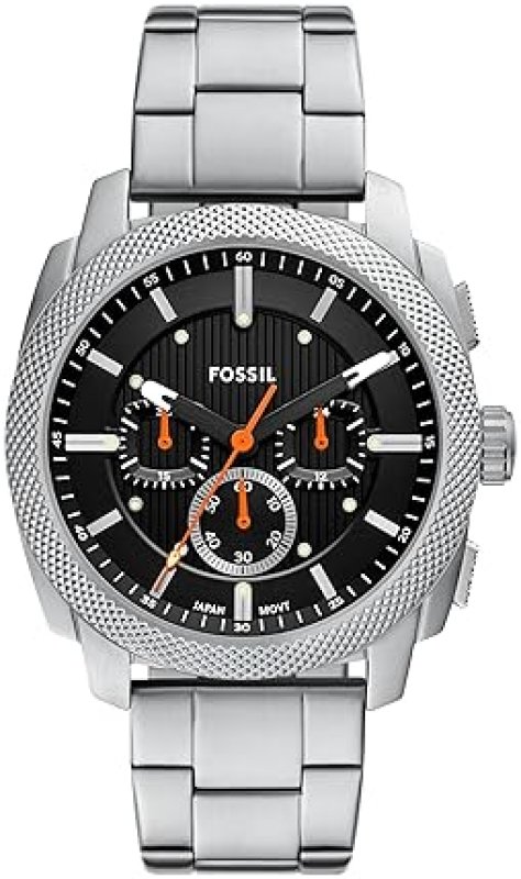 FOSSIL MENS MACHINE CHRONOGRAPH WATCH, STAINLESS STEEL, WATER RESISTANT, MODERN MENS WRISTWATCH