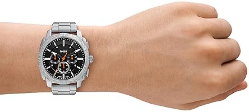 FOSSIL MENS MACHINE CHRONOGRAPH WATCH, STAINLESS STEEL, WATER RESISTANT, MODERN MENS WRISTWATCH