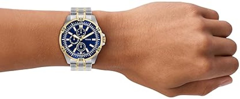 FOSSIL GARRETT MEN S TWO-TONE STAINLESS STEEL MULTIFUNCTION WATCH CLASSIC ANALOG WRISTWATCH