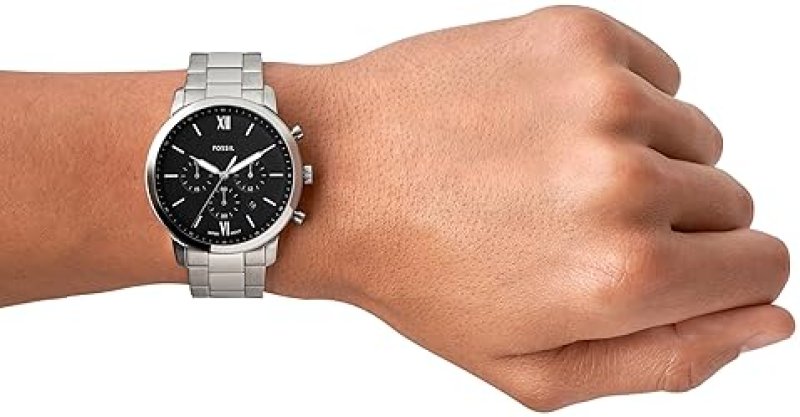 FOSSIL MENS NEUTRA CHRONOGRAPH WATCH, QUARTZ MOVEMENT, STAINLESS STEEL LEATHER STRAP