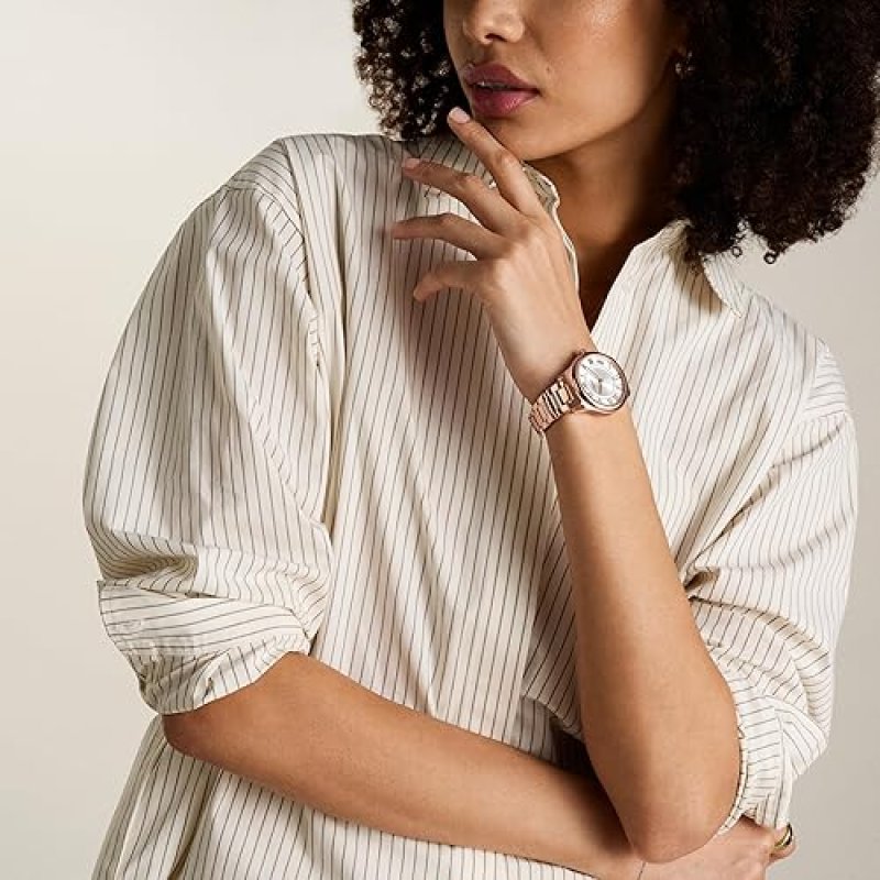 FOSSIL WOMENS GILMORE THREE-HAND DATE WATCH ELEGANT STAINLESS STEEL LADIES WRISTWATCH
