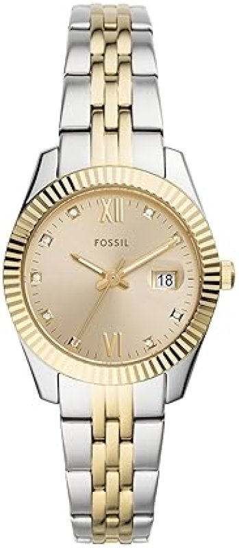 FOSSIL SCARLETTE MINI WOMENS QUARTZ WATCH, STAINLESS STEEL, THREE-HAND, ELEGANT LADIES WRISTWATCH