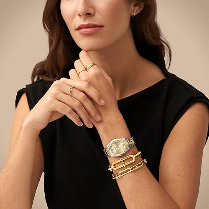 FOSSIL SCARLETTE MINI WOMENS QUARTZ WATCH, STAINLESS STEEL, THREE-HAND, ELEGANT LADIES WRISTWATCH