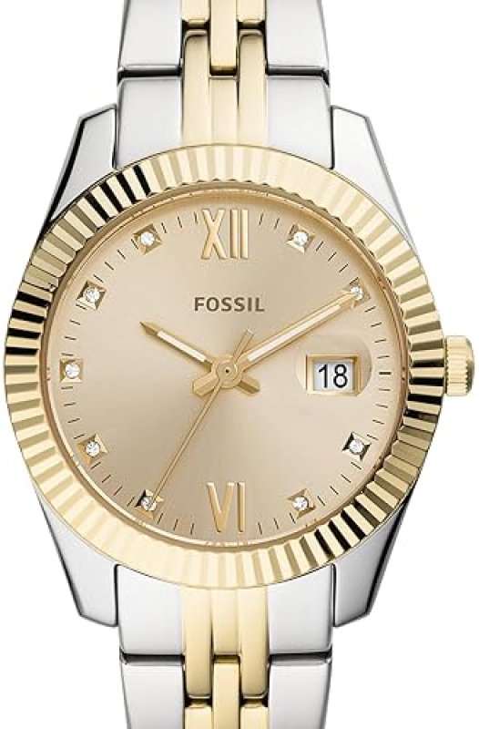 FOSSIL SCARLETTE MINI WOMENS QUARTZ WATCH, STAINLESS STEEL, THREE-HAND, ELEGANT LADIES WRISTWATCH