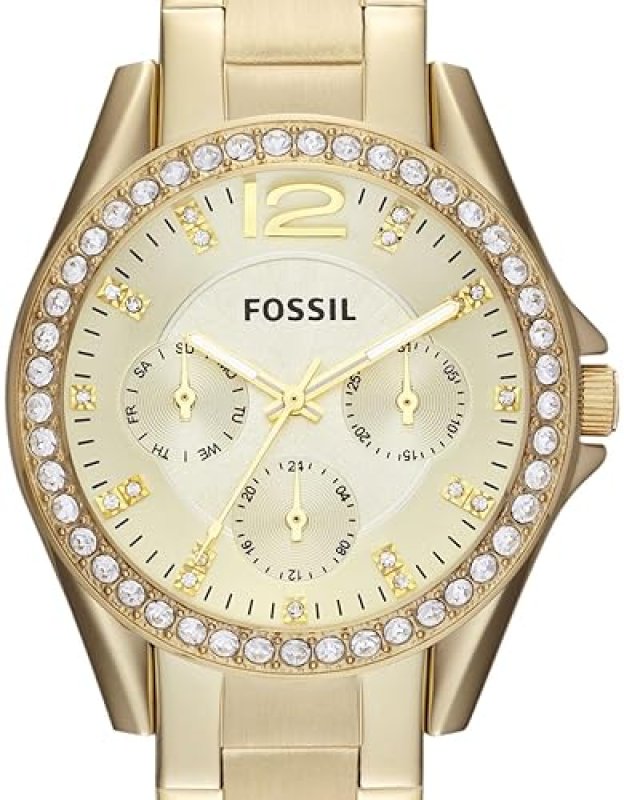 FOSSIL WOMENS RILEY MULTIFUNCTION STAINLESS STEEL WATCH ELEGANT ANALOG WRISTWATCH FOR WOMEN