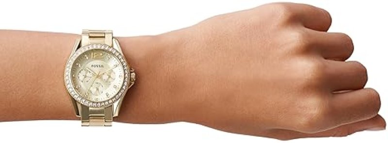 FOSSIL WOMENS RILEY MULTIFUNCTION STAINLESS STEEL WATCH ELEGANT ANALOG WRISTWATCH FOR WOMEN