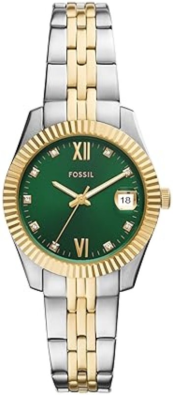 FOSSIL SCARLETTE MINI WOMENS QUARTZ WATCH, STAINLESS STEEL, THREE-HAND ANALOG WRISTWATCH