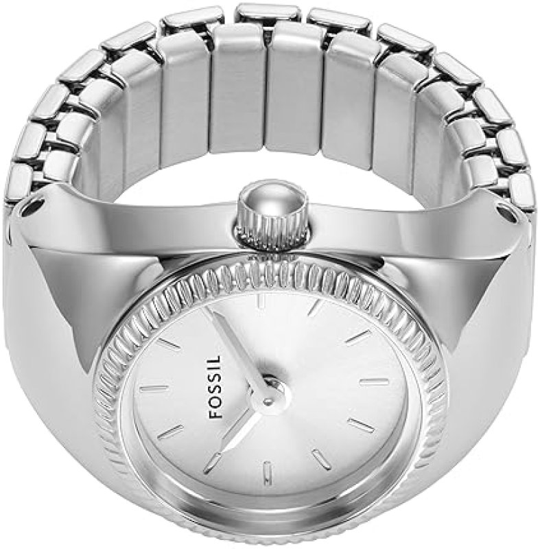 FOSSIL WOMENS QUARTZ STAINLESS STEEL TWO-HAND WATCH RING ELEGANT FASHION JEWELRY ACCESSORY