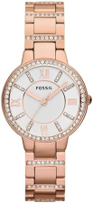 FOSSIL WOMENS VIRGINIA QUARTZ STAINLESS STEEL WATCH, THREE-HAND ANALOG LADIES WRISTWATCH