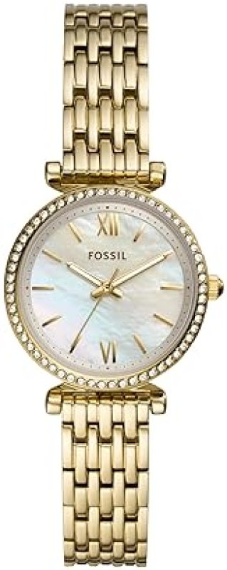 FOSSIL CARLIE WOMENS STAINLESS STEEL QUARTZ WATCH, THREE-HAND ANALOG FASHION WRISTWATCH