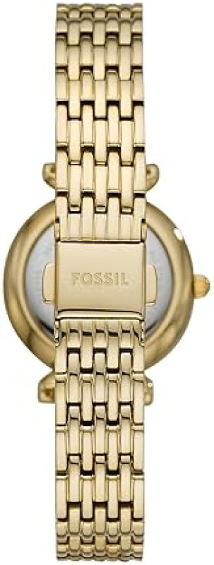 FOSSIL CARLIE WOMENS STAINLESS STEEL QUARTZ WATCH, THREE-HAND ANALOG FASHION WRISTWATCH
