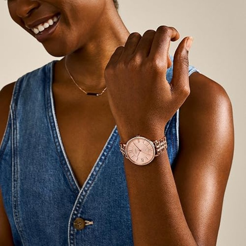 FOSSIL WOMENS JACQUELINE QUARTZ STAINLESS STEEL WATCH ELEGANT THREE-HAND ANALOG TIMEPIECE