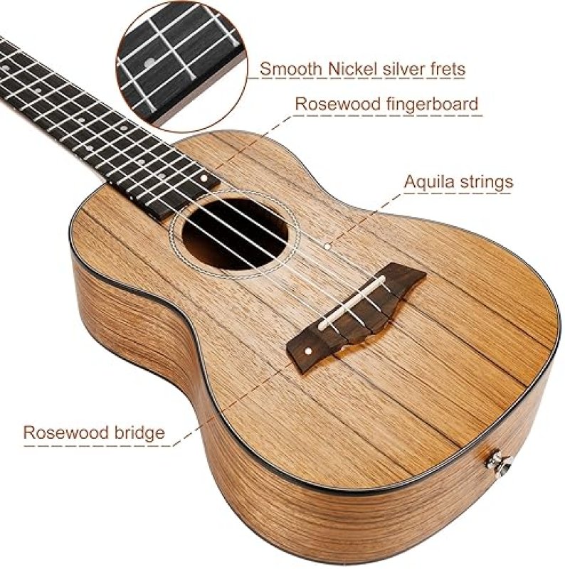 RANCH 23 CONCERT UKULELE STARTER KIT FOR BEGINNERS 12 ONLINE LESSONS, BAG, TUNER, AQUILA STRINGS