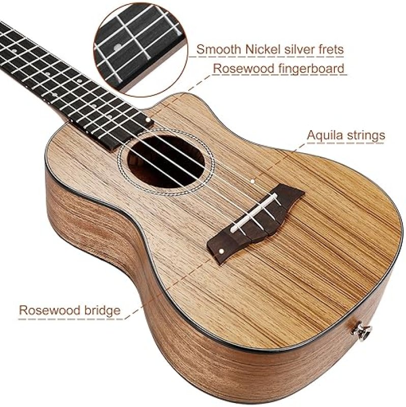 RANCH 23 CONCERT UKULELE STARTER KIT FOR BEGINNERS CUTAWAY, 12 LESSONS, BAG, TUNER, AQUILA STRINGS