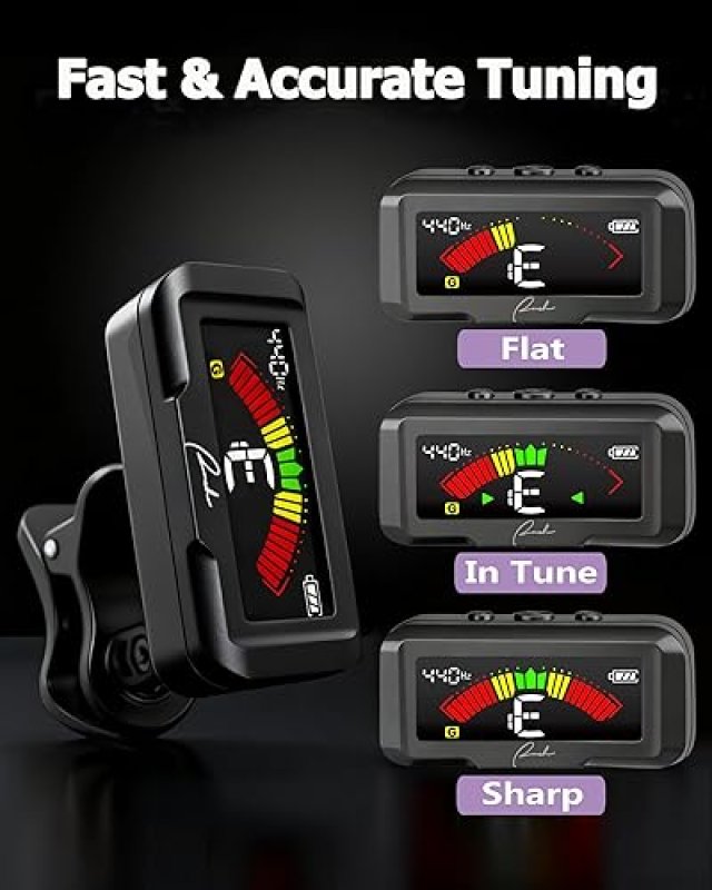 RANCH RECHARGEABLE CLIP-ON GUITAR TUNER FOR ACOUSTIC, ELECTRIC, VIOLIN, UKULELE, BASS CHROMATIC UPGRADE