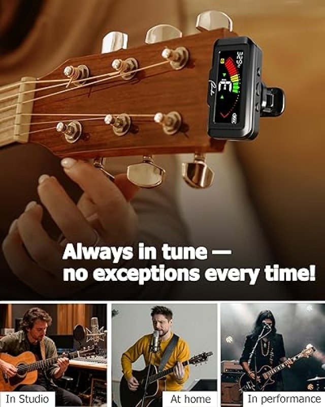 RANCH RECHARGEABLE CLIP-ON GUITAR TUNER FOR ACOUSTIC, ELECTRIC, VIOLIN, UKULELE, BASS CHROMATIC UPGRADE
