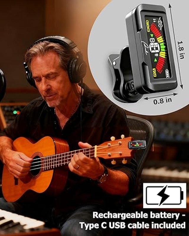RANCH RECHARGEABLE CLIP-ON GUITAR TUNER FOR ACOUSTIC, ELECTRIC, VIOLIN, UKULELE, BASS CHROMATIC UPGRADE