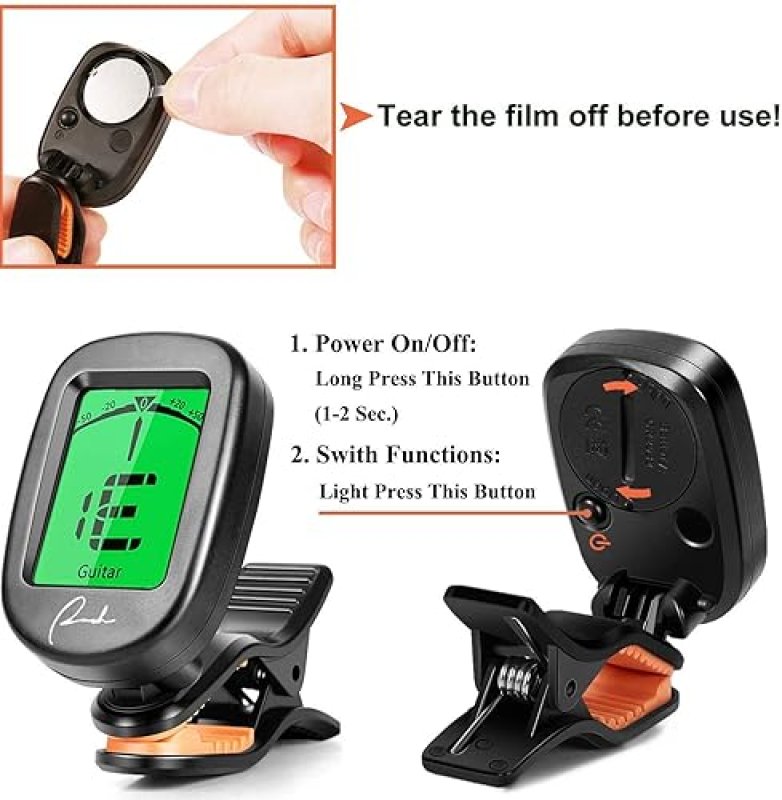 RANCH CLIP-ON GUITAR TUNER, PROFESSIONAL FOR ACOUSTIC ELECTRIC GUITAR, UKULELE, VIOLIN, BASS, BANJO,
