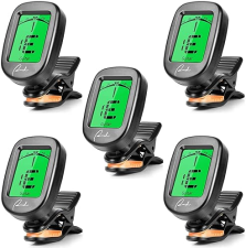 RANCH 5-PACK CLIP-ON GUITAR TUNERS FOR ACOUSTIC ELECTRIC GUITAR, BASS, VIOLIN, UKULELE, BANJO