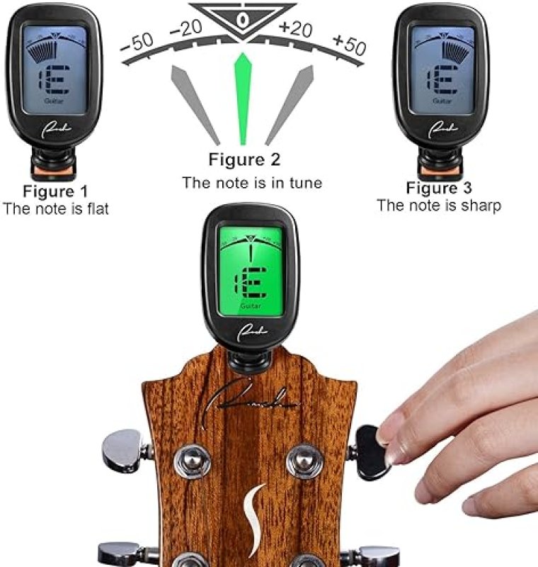 RANCH 5-PACK CLIP-ON GUITAR TUNERS FOR ACOUSTIC ELECTRIC GUITAR, BASS, VIOLIN, UKULELE, BANJO