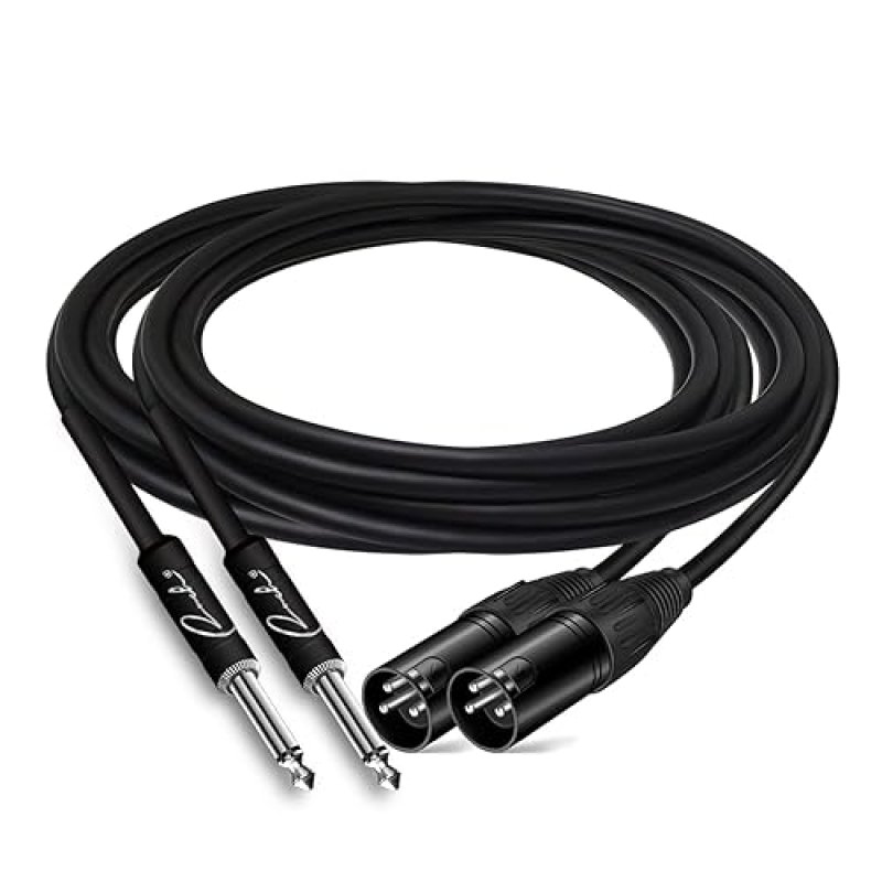 RANCH 2-PACK 20FT MALE XLR TO 1 4 TS MONO JACK MICROPHONE CABLE, UNBALANCED, BLACK