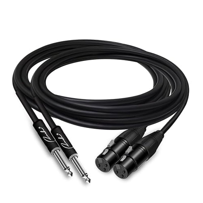 RANCH 2-PACK 10FT XLR FEMALE TO 1 4 TS MONO MICROPHONE CABLE, UNBALANCED MIC LEAD BLACK
