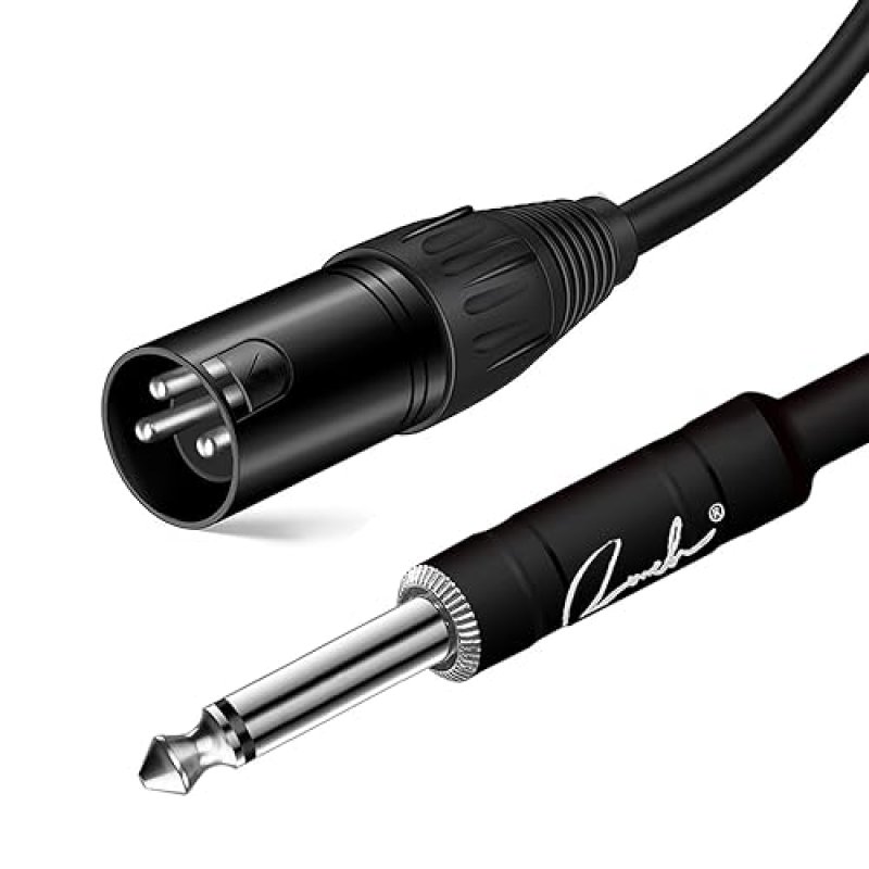 RANCH 10FT XLR MALE TO 1 4 TS MONO MICROPHONE CABLE, UNBALANCED AUDIO CORD, BLACK