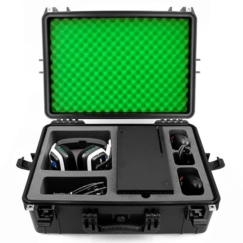 CASEMATIX HARD SHELL WATERPROOF TRAVEL CASE FOR XBOX SERIES X CONSOLE, CONTROLLERS ACCESSORIES