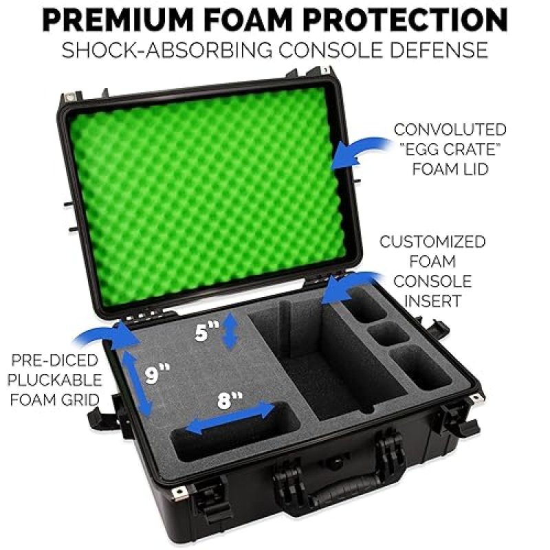 CASEMATIX HARD SHELL WATERPROOF TRAVEL CASE FOR XBOX SERIES X CONSOLE, CONTROLLERS ACCESSORIES